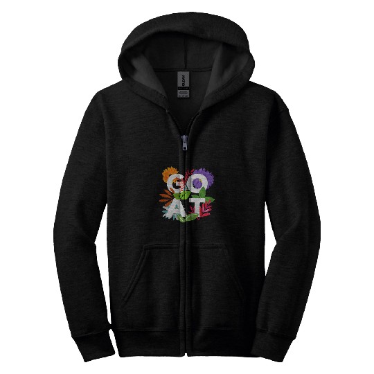 Goats Lover Spring Floral Flowers Leaves Goats Positive Words Zip Hoodies