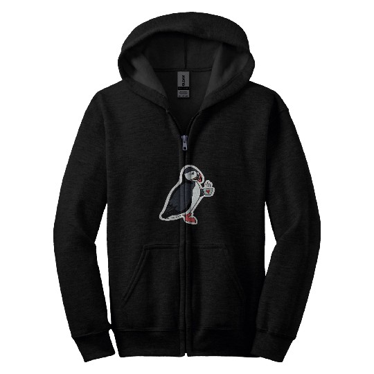 Coffee Fun Puffin Drinking Coffee Zip Hoodies