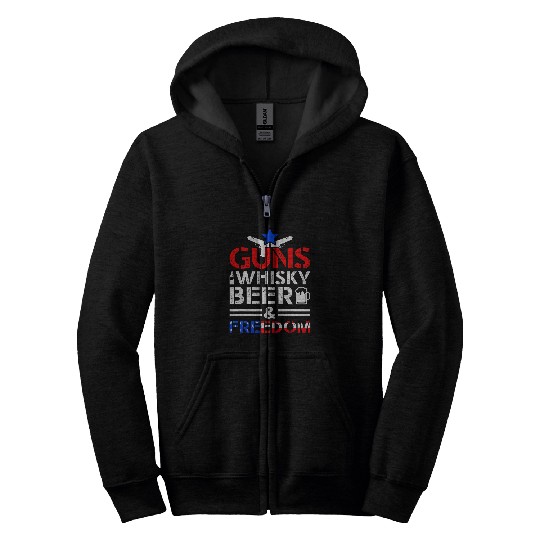 Beer Fun guns Whisky Beer Freedom Proud American Flag Party Gift USA 3 Zip Hoodies