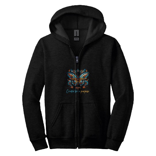 Butterfly Created for A Purpose Aztec faith Nature Women Zip Hoodies
