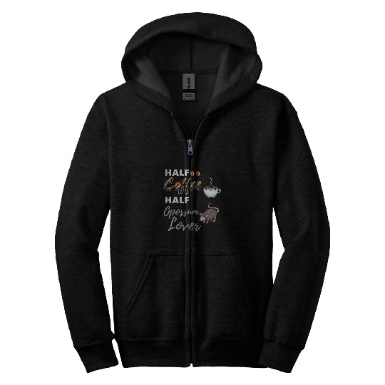 Coffee Fun Half Coffee Half Opossum Lover Zip Hoodies