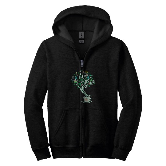 Coffee Fun caffeines Tree Of Life Yoga Celtic Viking Yggdrasil Zip Hoodies
