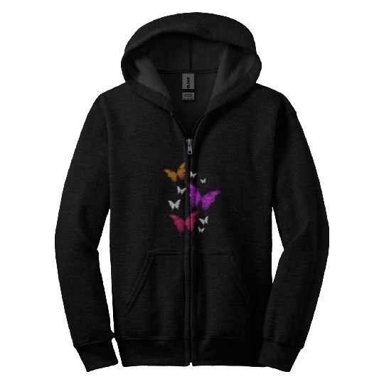 Butterfly Collector Insect Animal Lover Pretty Butterfly Zip Hoodies