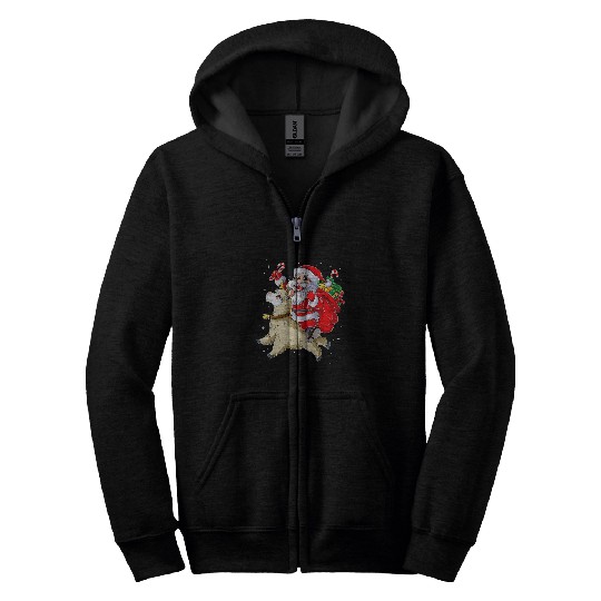 Fa la la Llama Christmas Santa Llamacorn Unicorn Zip Hoodies