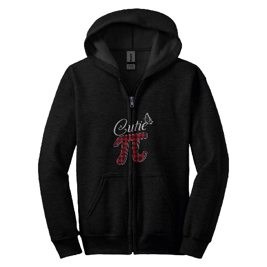 Butterfly Cutie Pi Digits Pi Day Math Teacher Red Plaid Zip Hoodies