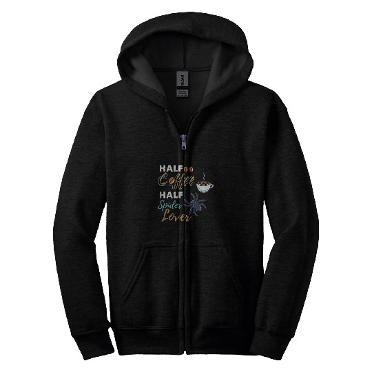 Coffee Fun Half Coffee Half Spider Lover Zip Hoodies