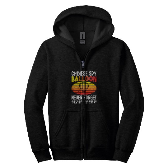 Never Forget Chinese Spy Balloon Retro vintages Memorial Zip Hoodies