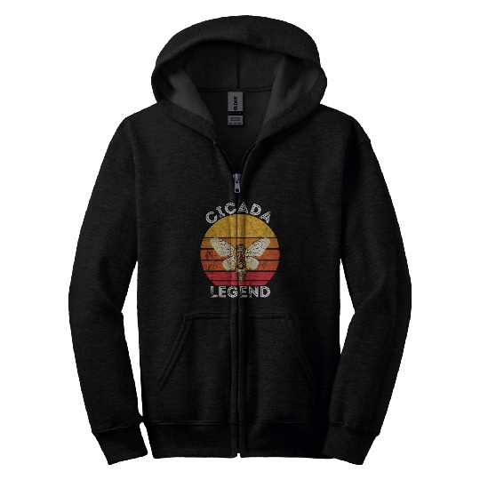 Cicada Legend Brood Insect Retro Sunset Magicicada Swarm Zip Hoodies