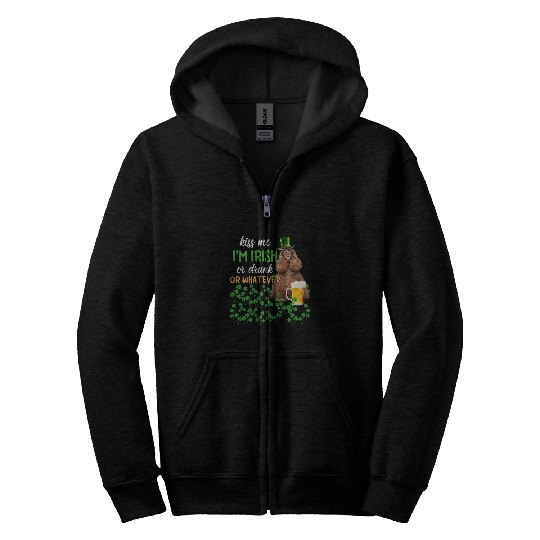 American Cocker Spaniel kisss Me Im Irish or Drunk Zip Hoodies