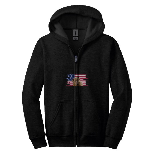 American Flag Dog Bull Mastiff Zip Hoodies