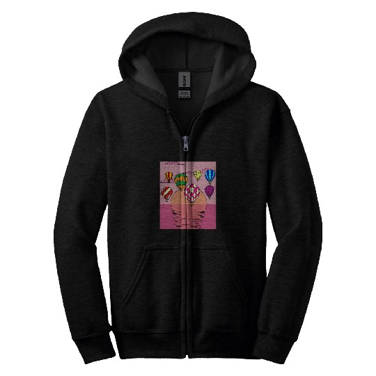 Retro Hot Air Balloons Balloon Ride Zip Hoodies