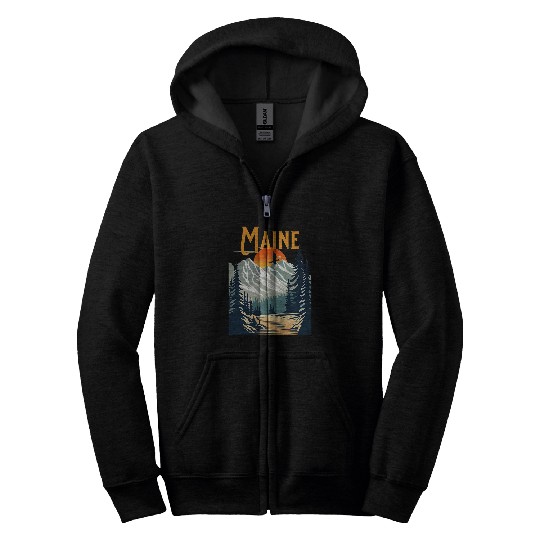 vintages Maine Souvenir Hiking Zip Hoodies