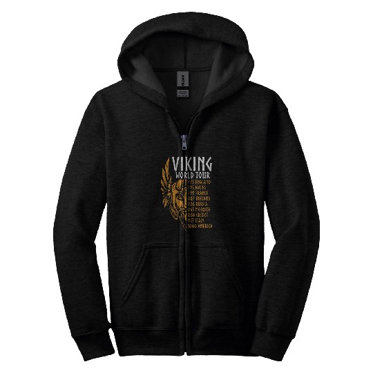 Vikings s Viking World Tour Valknut Norse Mythology Zip Hoodies