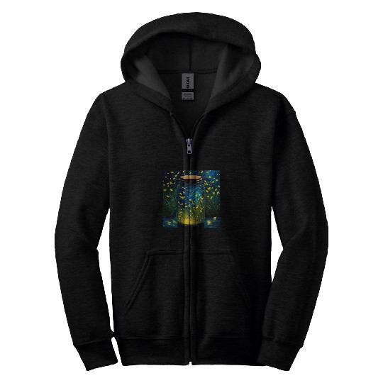 Mystical Fireflies Nostalgic Nature Hiking Camping Product Zip Hoodies