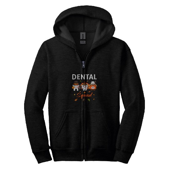 Funny Dental Squad Dental Hygienists Fall Vibes Thanksgiving Zip Hoodies