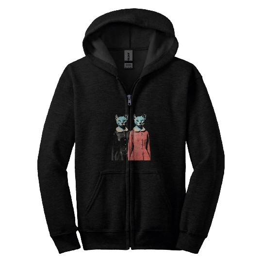 1950s Pop Art Cat Lovers Zip Hoodies