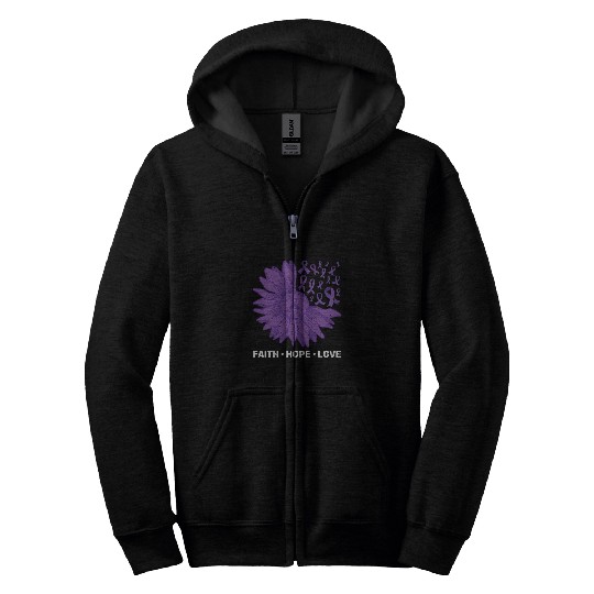 Faith Hope Love Epilepsy Awareness Month Purple Graphic Zip Hoodies