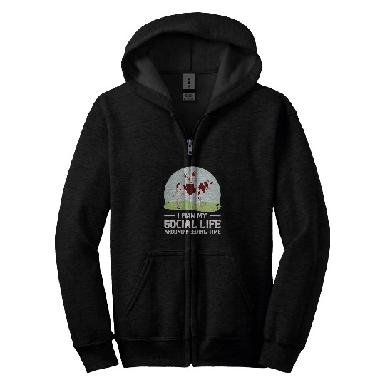 Chicken Lover Farmer Cow Chicken Agriculture Rancher Farming Zip Hoodies