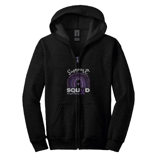 Epilepsy Support Squad Purple Ribbon Zip Hoodies