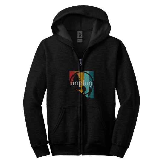 Unplug On The Trail Backpacking Hiking Retro Zip Hoodies
