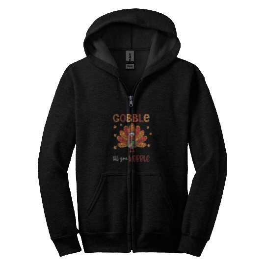 Lacrosse Gift gobble till you wobble nice turkey leopard thanksgiving Zip Hoodies
