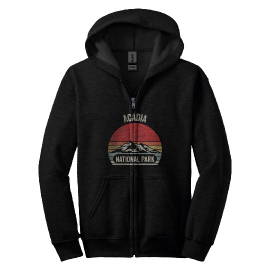 vintages Retro Hiking Acadia National Park Sunset Adventure 1 Zip Hoodies