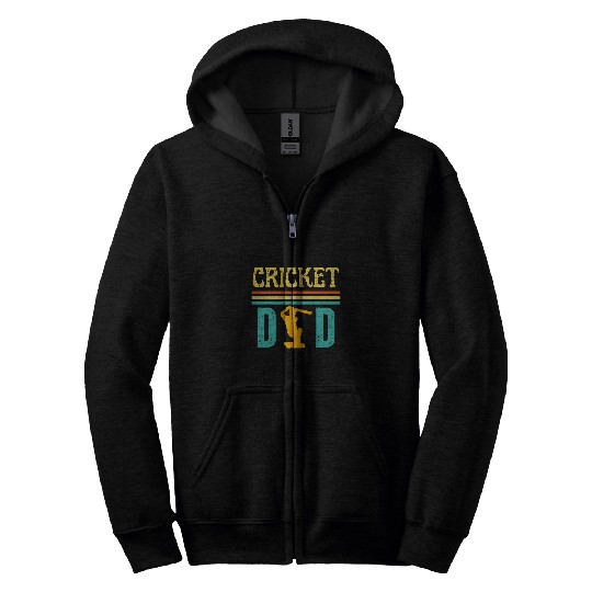 Cricket Dad Father Retro vintages Funny Cricket Players Zip Hoodies