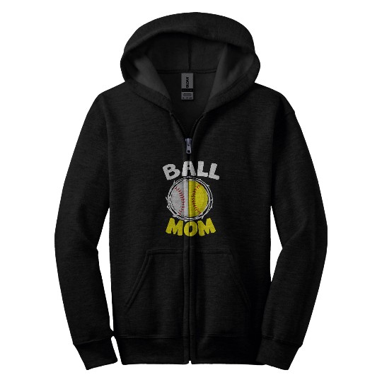 Ball Mom Baseball Softball Mama Team Sports 2 Zip Hoodies