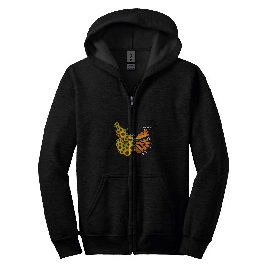Christian Faith Monarch Butterfly Sunflowers Religious Zip Hoodies