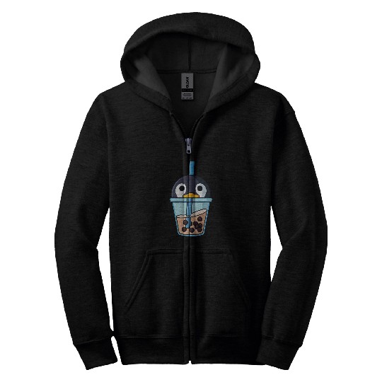 Penguin Pet Bubble tea Penguin boba pearls sweet Penguins Girl Zip Hoodies