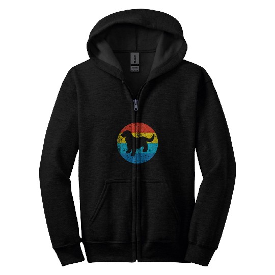 Cocker Spaniel Dog Breed Silhouette Retro 1970s Circle 1 Zip Hoodies