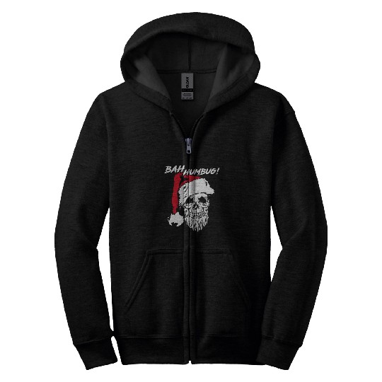 Bah Humbug Grumpy Santa Skull Funny Christmas Pirate 22 Zip Hoodies