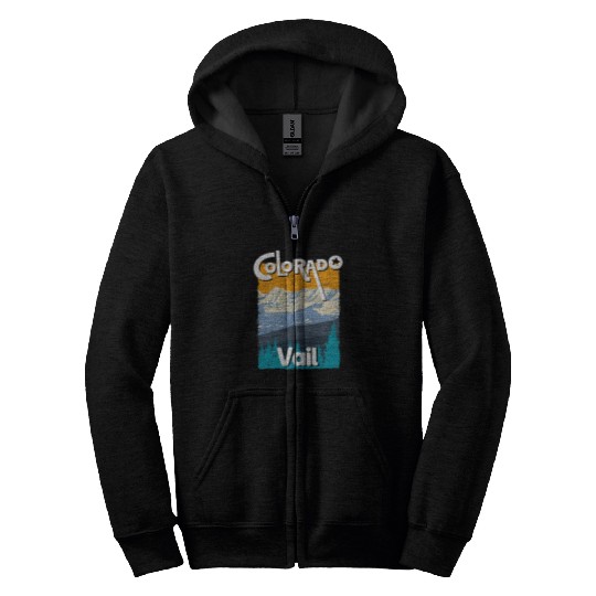 Skiing Ski Vail Colorado Mountain State Rocky Mountains Tee Skiing Zip Hoodies