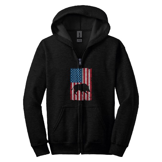 Hog Removal Technician Boar Hunting Wild vintages Pig US Flag Zip Hoodies