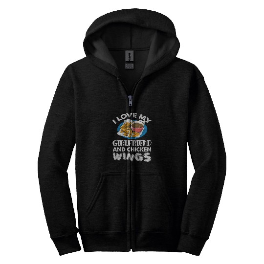 Chicken Lover I Love My Girlfriend 2Chicken Wings Family Chicken Wing Zip Hoodies