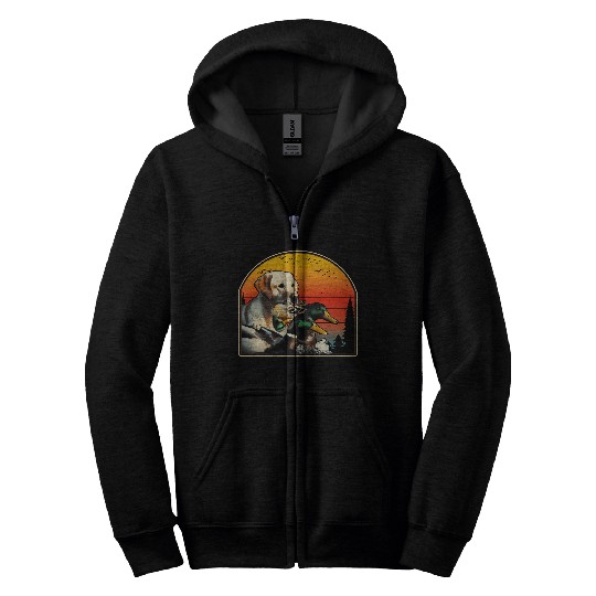 Sunset Labrador Retriever Mallard Ducks Wild Duck Hunting Zip Hoodies