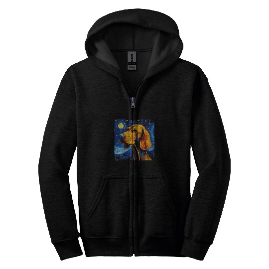Coonhound Starry Night For Dog Mom Dog Dad 1 Zip Hoodies