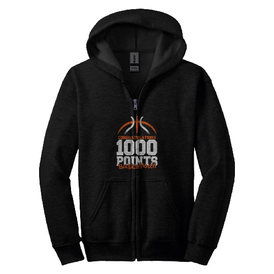1000 Points Basketball Scorer High School Basketball Player 5 Zip Hoodies