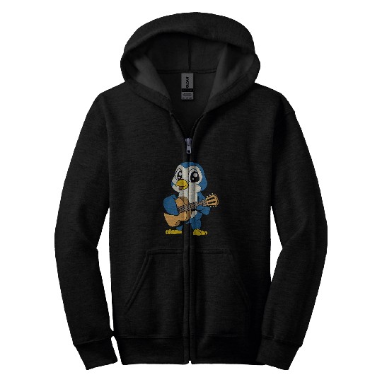 Penguin Pet Cartoon penguin playing guitar Zip Hoodies