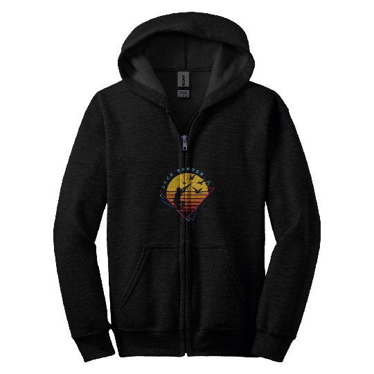 Duck hunting retro theme artistic art work Zip Hoodies