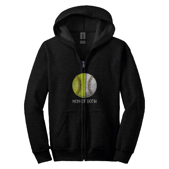 Game Day Mom Of Both Baseball Mom Softball Mom Life Zip Hoodies