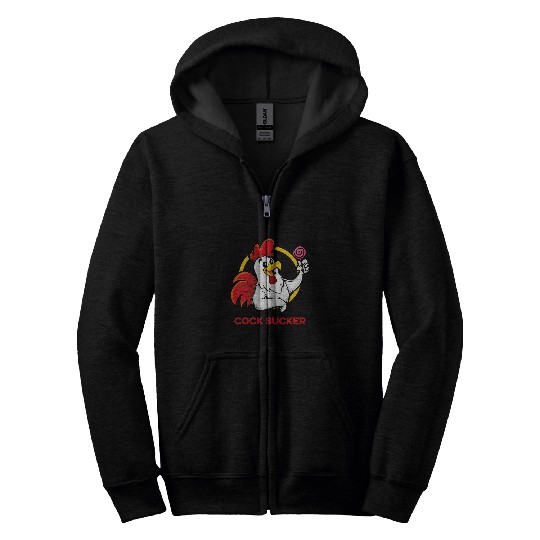 Chicken Lover Funny Adult Humor Rooster Cock Lollipop Sucker Zip Hoodies