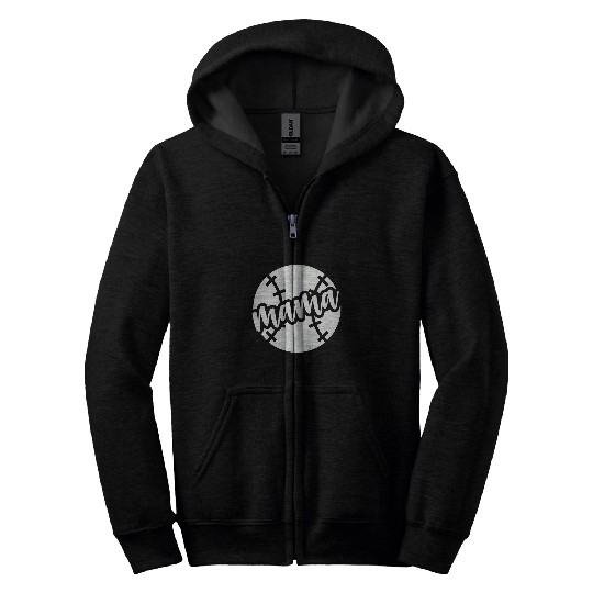 Baseball Softball For Mom Or Mama Baseball Family Zip Hoodies