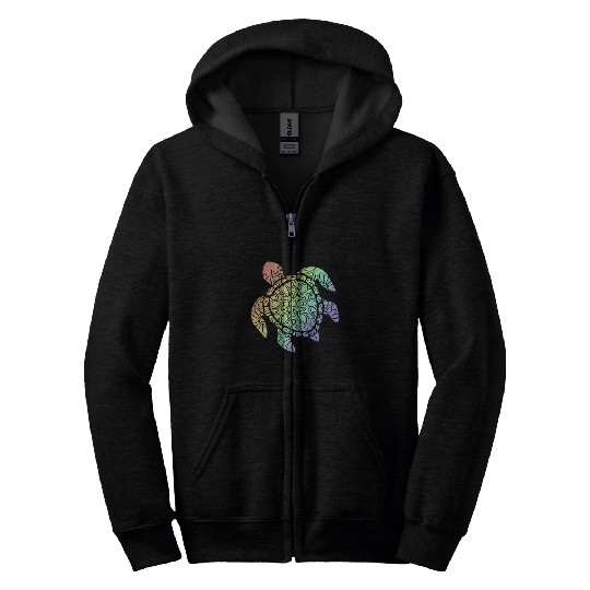 Turtle Pet Pastel Rainbow Mandala Boho Zip Hoodies