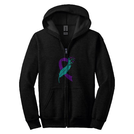 Feather suicides Prevention Awareness You Matter Purple Teal Zip Hoodies