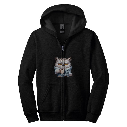 Owl Pet Funny Sarcastic Night Owl In Robe Zip Hoodies
