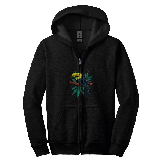 Lacrosse Gift Bird of paradise 2drawing of toucan Zip Hoodies