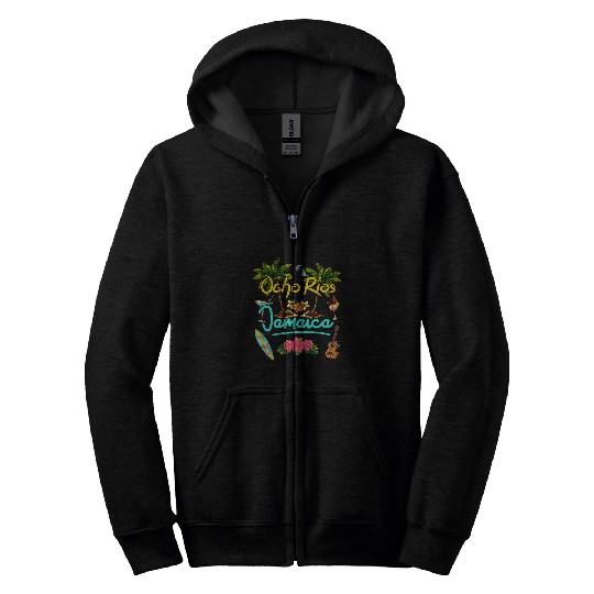 Surf Life Ocho Rios Jamaica Beach Summer Palm Surf Sun Set Palm Trees Zip Hoodies