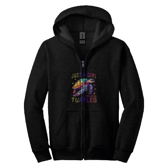 Watercolor Just A Girl Who Loves Turtles Sea Ocean 1 Zip Hoodies