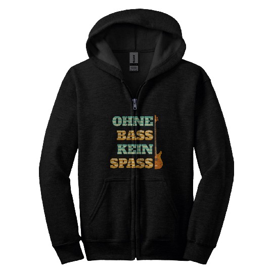Bass Guitar without Bass No Fun Music Bassist Rock Music Zip Hoodies